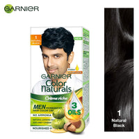 Garnier Color Naturals Crème hair color, Shade 1 Natural Black, 70ml + 60g And Garnier Color Naturals Men, Natural Black, 30ml+30gm