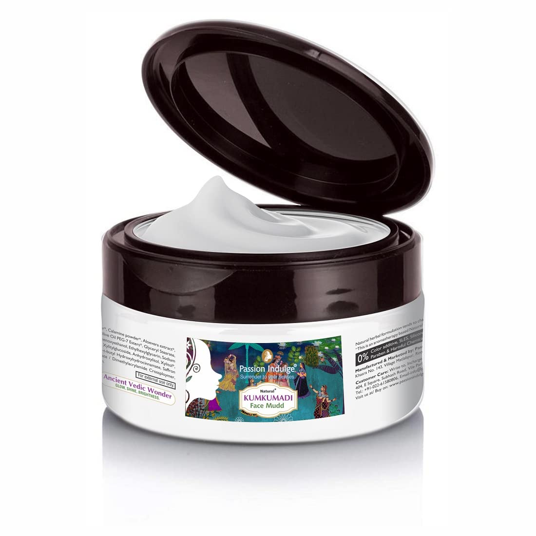 Passion Indulge Kumkumadi Natural Face Mudd Pack for Anti-Aging, Glowing, shine and Brightness with Saffron, Vetiver Oil, and 16 Herbs for All Skin Types - 250gm