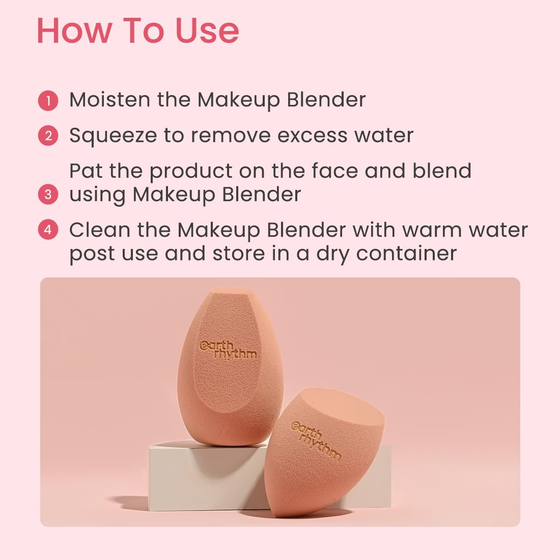 Earth Rhythm Beauty Blender Makeup Sponge for Makeup Artists and Professionals | Olive Cut Sponge | Latex Free | Flawless Application | Wash & Reuse - Pack of 1