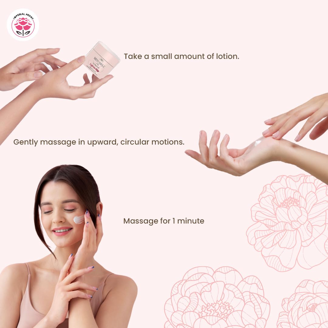 Mitchell USA Flawless Lighten Up Bright Boost Renewing Night Cream – 50g with Peony Flower Extracts, Seaweed Extracts & Niacinamide | Korean-inspired Night Cream | Non-Greasy Moisturizer for Deep Hydration, Anti-Aging & Glowing Skin | Hydrating & Glowing