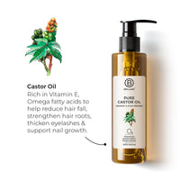 Brillare Pure Coconut Oil, 100 Percent Natural, Organic and Cold Pressed, Hair Oil 200 ML, Zero Chemicals & Brillare Pure Cold Pressed Castor Oil, 100 Percent Natural & Organic, 200 ML