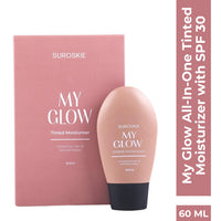 Suroskie My Glow All-In-One Tinted Sunscreen Spf 30 Moisturizer 60 Ml Light Shade | Natural Glowy Finish | Intense Hydration & Uva/Uvb Protection | Sweat Resistant | Niacinamide Cream For Men & Women