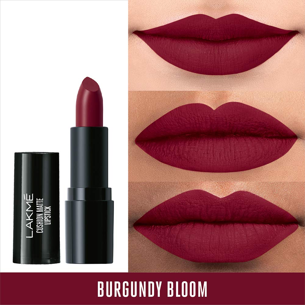 Lakmé Cushion Matte Lipstick, Red Wine, 4.5 g & Lakmé Cushion Matte Lipstick, Burgundy Bloom, 4.5 g