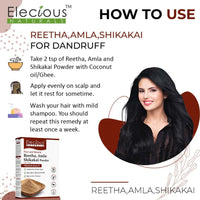 Elecious Pure Amla, Reetha, Shikakai Powder for Hair | Natural Hair Cleanser | 100% Natural, No Chemical or Preservative | SLS, Paraben-Free | Prevents Hairfall & Dandruff, Boost Hair growth