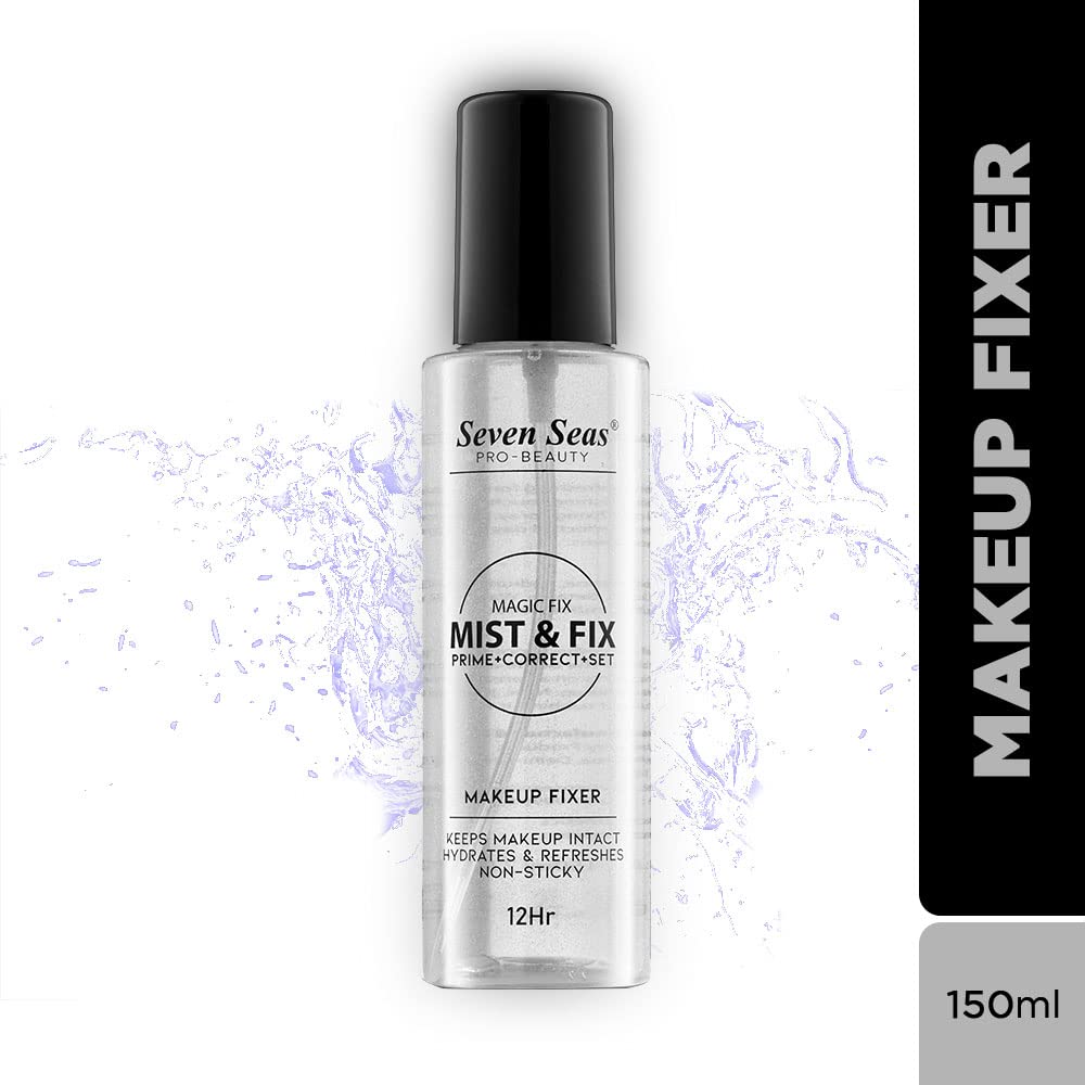 Seven Seas Mist & Fix Makeup Fixer Prime + Correct + Set 12Hrs Long Lasting Misty Finish Professional Makeup Fixer Spray For Face Makeup | Vitamin- E | (Transparent)