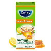 Tetley Green Tea, Lemon And Honey, 100 Tea Bags, 140 Grams