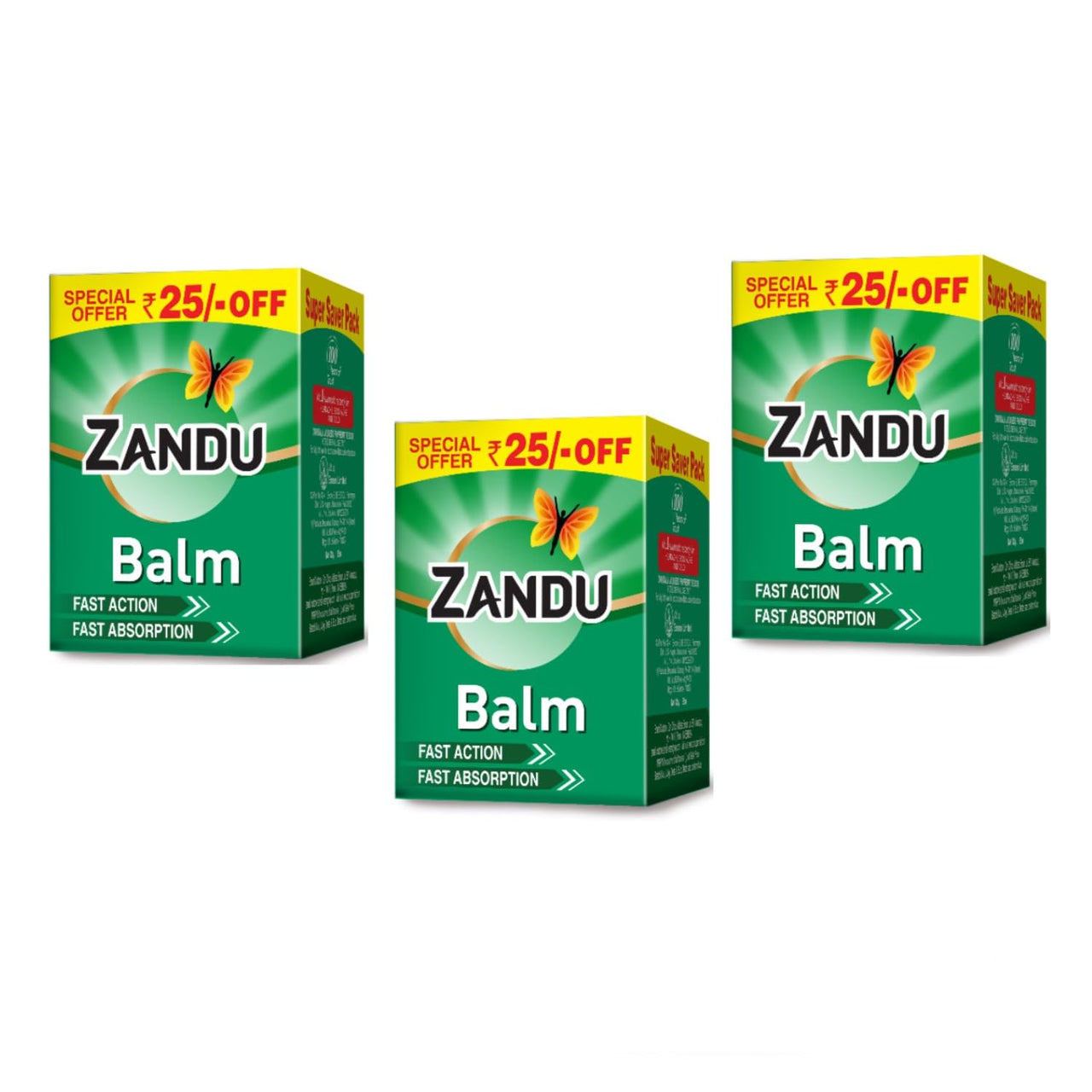 Zandu Balm, 25ml X Pack of 3, Ayurvedic balm for effective relief from Headache, Body Pain, Sprain and Cold