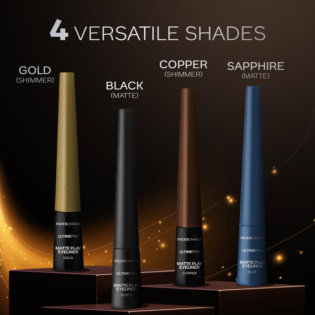 FACES CANADA Ultime Pro Matte Play Eyeliner - Gold, 2.5 ml | Quick Dry | Shimmer Finish | 24 Hr Long Lasting Formula | Precise Felt Tip | Highly Pigmented | Waterproof, Smudgeproof & Sweatproof