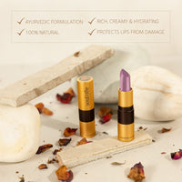 SoulTree Ayurvedic Lipstick - Candy Floss 636, 4gm | Creamy Texture | Enriched with Organic Ghee & Almond Oil | Moistured & Nourished Lips | 4gm