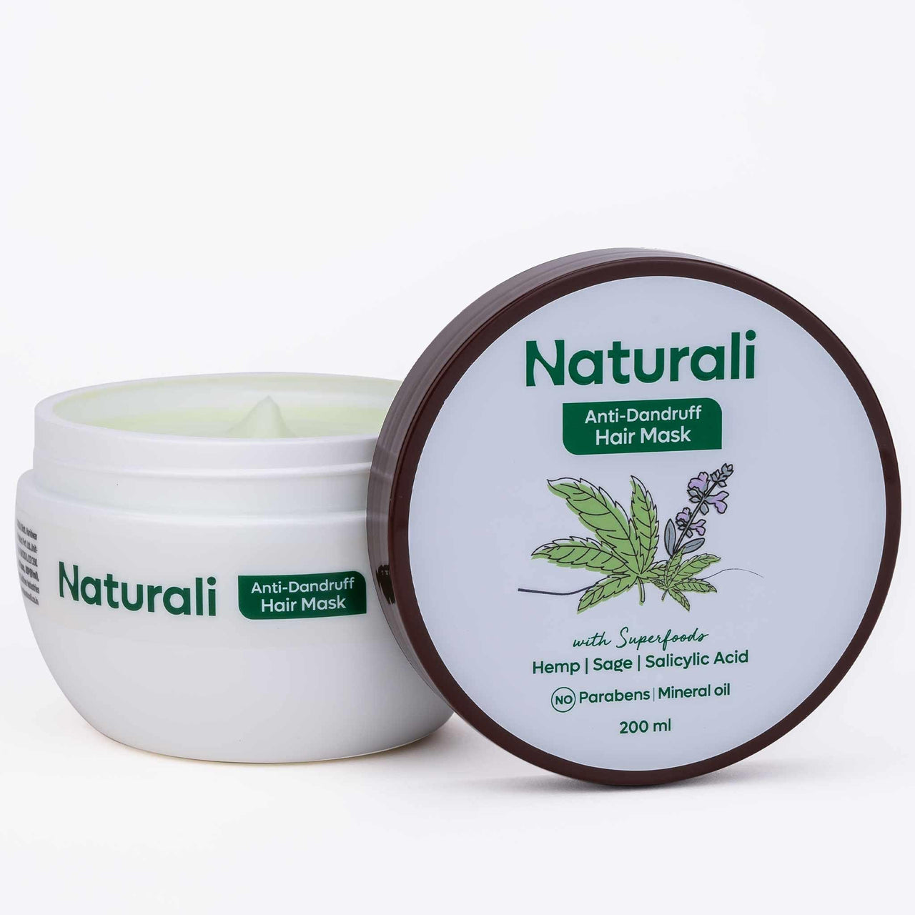 Naturali Anti-Dandruff Hair Mask With Sage & Salicylic Acid | Clarifies Scalp | Reduces Itchiness | Deeply Moisturises | Paraben & Mineral Oil Free | 200ml