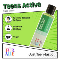FurAlle Teens Active Face Wash 120ml | Enriched with Aloe Vera, Cucumber & Carrot Seed | Gentle Cleanser for Teen Boys & Girls | Fresh Facewash for Teenage Skin | Facewash for Fresh Kids Skin