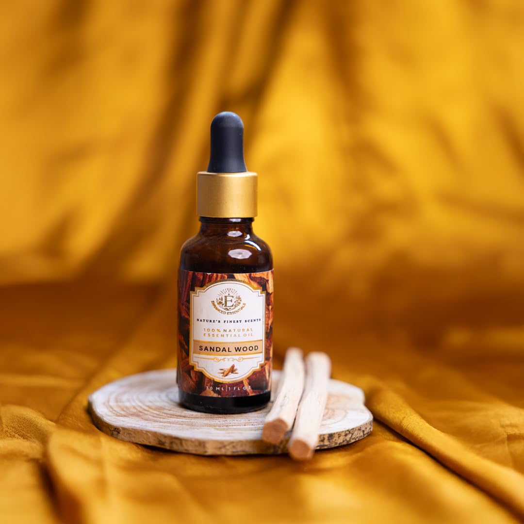 Luxurious Box of Vanilla & Sandalwood Essential Oils by Enhanced Essentials|Set of 2 x 30 ml |100% Pure and Natural|Therapeutic & Ultra Premium Grade|Highly Concentrated Oils for Home Diffusers,Skin Care,Aromatherapy, Bath,Massage,Humidifiers,Perfumes,Soa