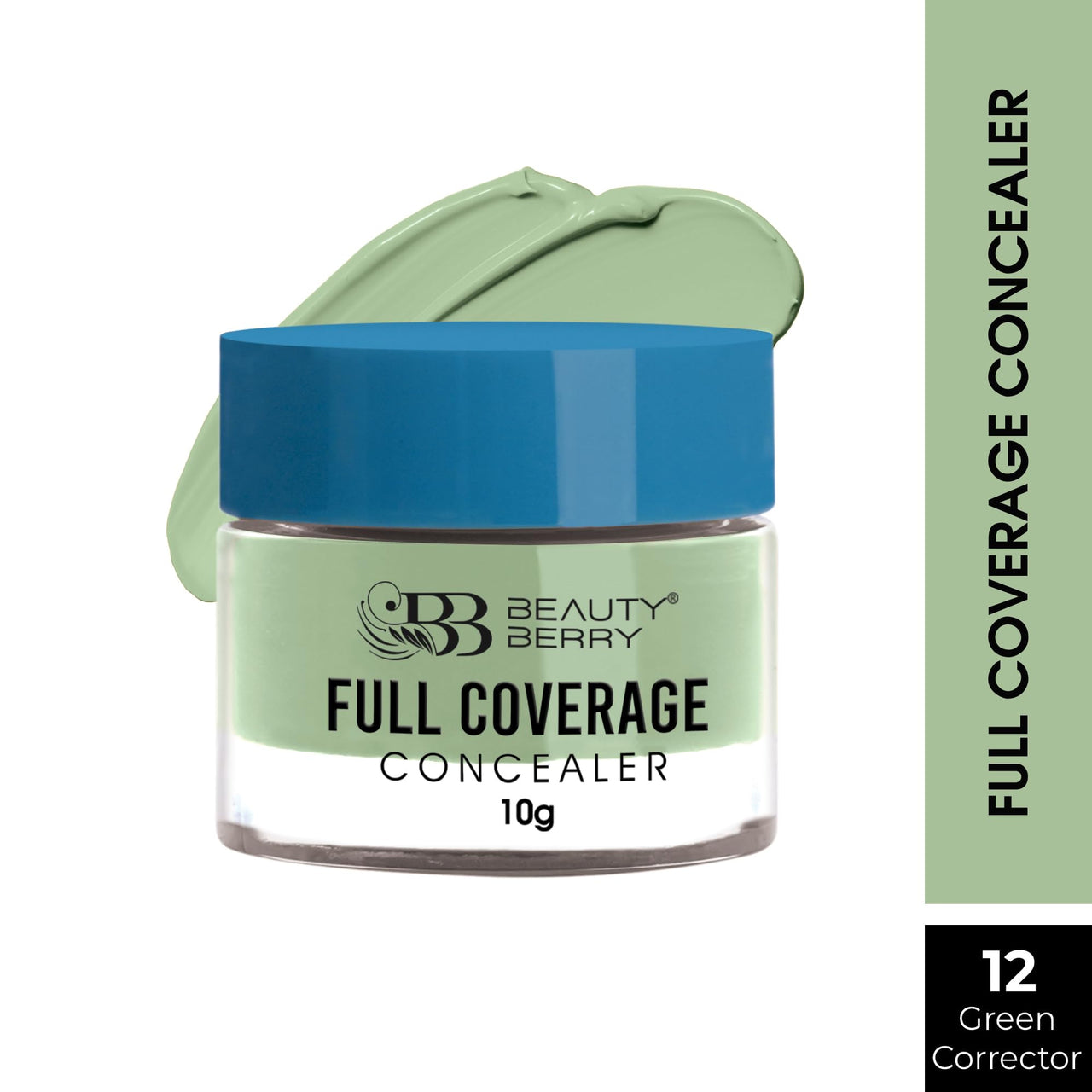 Beauty Berry Full Coverage Concealer, Easy to Blend, Ultra Lightweight & Long Lasting Concealer | Creamy Texture, Highly Pigmented, Waterproof Concealer for Face Makeup (GREEN CORRECTOR-12, 1)