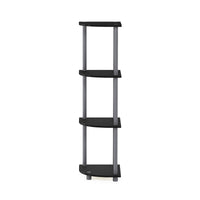 Furinno Turn-N-Tube 4-Tier Corner Display Rack Multipurpose Shelving Unit, Dark Brown Grain/Black 4-Tier Round Tube