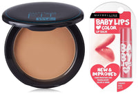 Maybelline New York Compact Powder, With SPF to Protect Skin from Sun, Absorbs Oil, Fit Me, 20 Natural Beige, 8g & Maybelline New York Baby Lips Lip Balm, Cherry Kiss, 4g