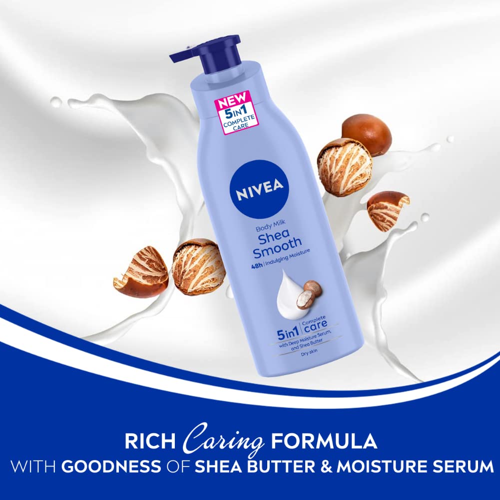 NIVEA Shea Smooth 400ml Body Lotion | 48 H Moisturization | With Deep Moisture Serum & Shea Butter | Non Greasy & Healthy Looking Skin