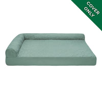 Furhaven Replacement Dog Bed Cover Pinsonic Quilted Paw L Shaped Chaise, Machine Washable - Iceberg Green, Jumbo (X-Large) Cover Only 40.0
