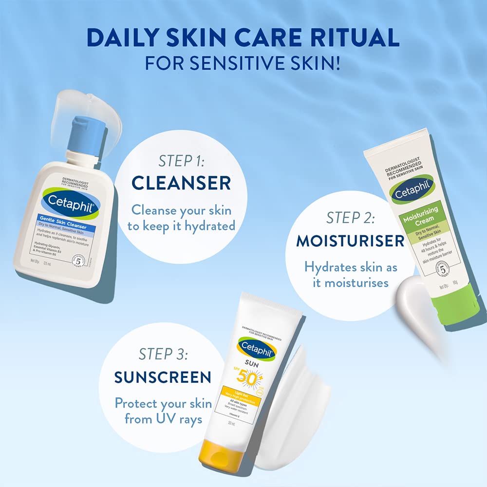 Cetaphil Face Wash Gentle Skin Cleanser for Dry to Normal, Sensitive Skin, 125 ml Hydrating Face Wash with Niacinamide, Vitamin B5 (Pack of 2)