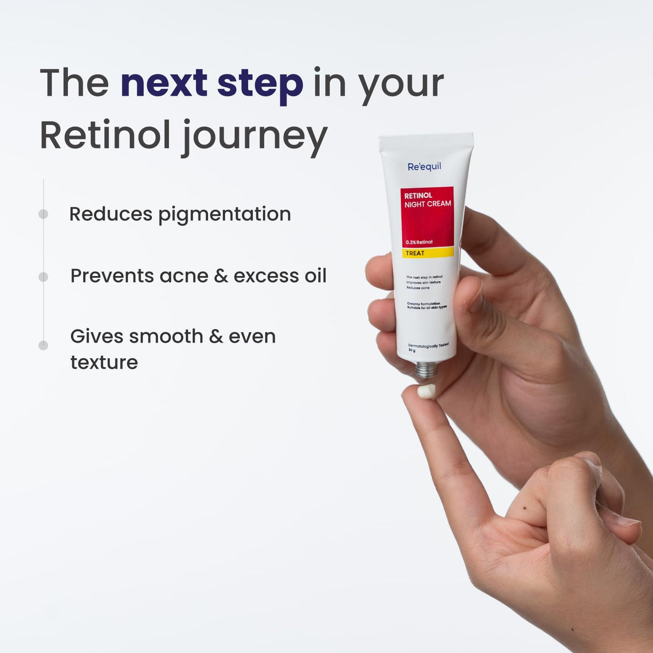 RE' EQUIL 0.3% Retinol Night Cream, Improves Skin Texture, Reduces Acne, Unisex, For All Skin Types, 30G