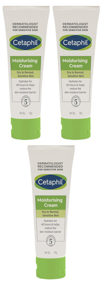 Cetaphil Moisturising Cream for Face & Body, Dry to Normal skin, 80 gm (Pack of 3)