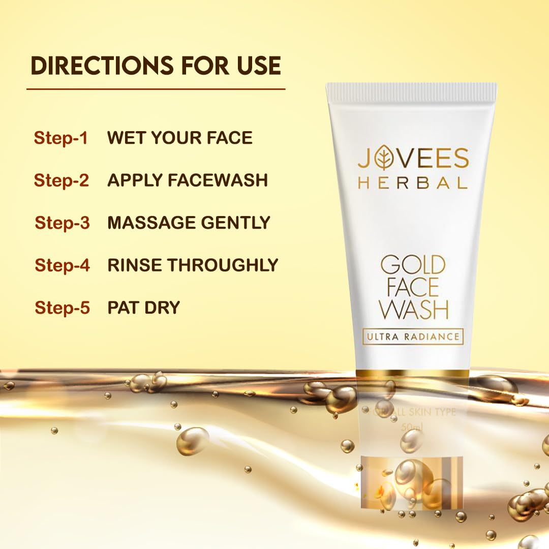 Jovees Herbal Ultra Radiance Gold Face Wash Gives Clear, Nourished & Hydrated Skin, Reduce Dark Spot And Improves Skin Texture | For All Skin Types 100ml (pack of 3)