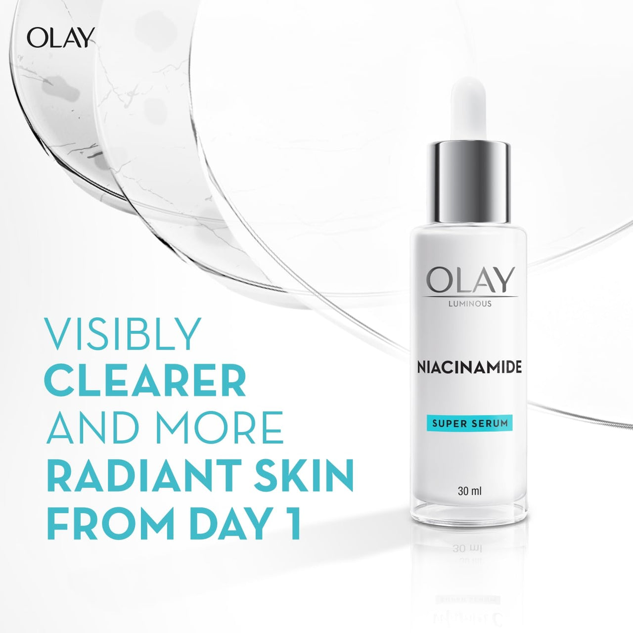 Olay Face Serum | Clear and Even Skin | Fights Dullness and Provides Radiant Glow| Normal, Oily, Dry, Combination Skin | Paraben and Sulphate Free (30ml, Niacinamide)