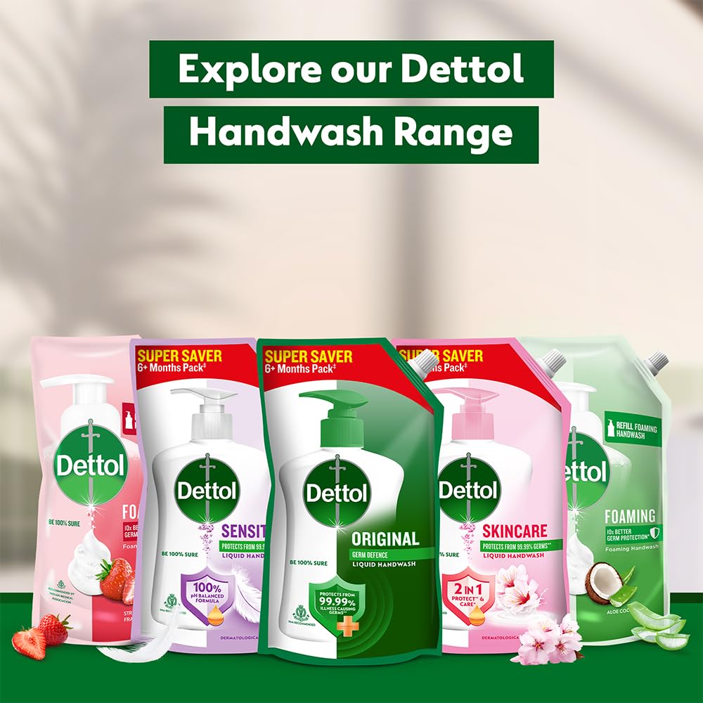 Dettol Liquid Handwash Refill - Original Hand Wash- 1350ml | Germ Defence Formula | 10x Better Germ Protection