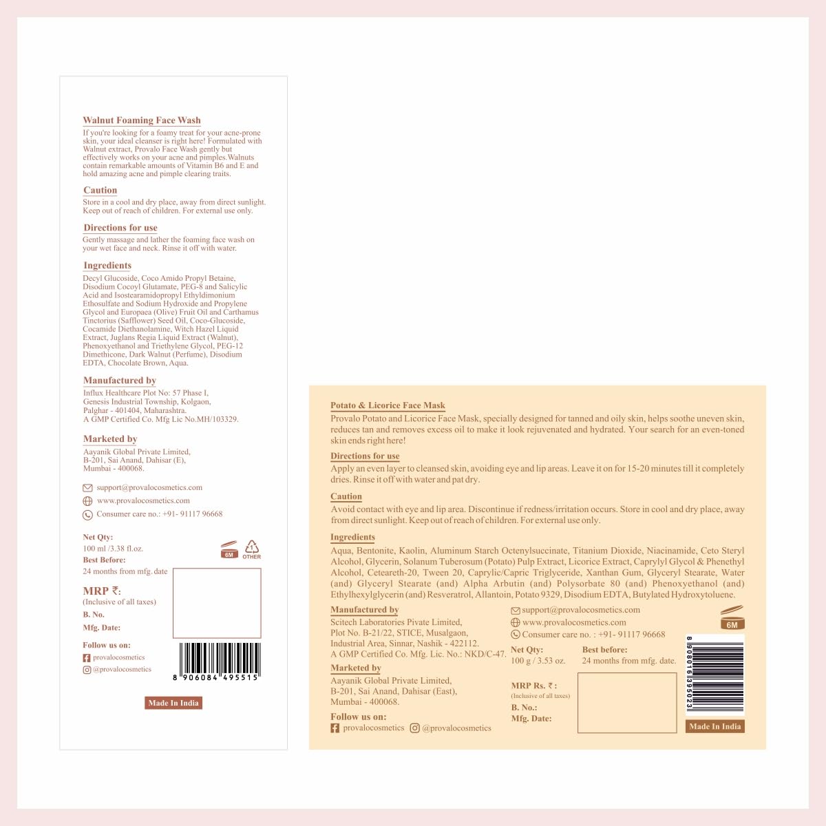 Provalo Cleanse and Glow Essentials Women Face wash - Combo - 200ML | (1% Salicylic Acid) Combo For Normal to oily skin | Women Skin care Face Mask