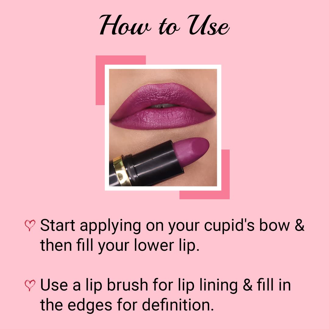 Iba Pure Lips Moisture Rich Lipstick for Women- A10 Plum Pure, 4g | High Glossy, Creamy Finish & Smooth Texture| Hydrated Lips | Enriched with Vitamin E, Coconut Oil & Shea Butter | Intense Colour & Highly Pigmented | Lip Makeup