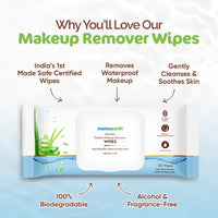 Mamaearth Micellar Gentle Makeup Remover Wipes - 30Nos|Gentle on Skin |Soothes Skin |Removes Waterproof Makeup For Eyes and Lips |No Alcohol |No Fragrance |Dermatologically & Ophthalmologically Tested
