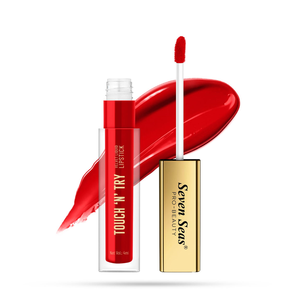 Seven Seas Touch N Try Velvet Liquid Lipstick | Matte Finish | One Swipe Application | Non Transfer | Water Proof | Liquid Lipstick for Women | Long Lasting Stay Up to 8 Hours (29, 4ML)