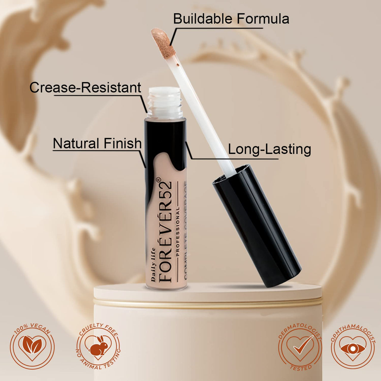 Forever52 Daily Life Easily Blendable Concealer For Face Makeup(Flat White)Natural Finish,Liquid Light Weight Concealer-Cov002