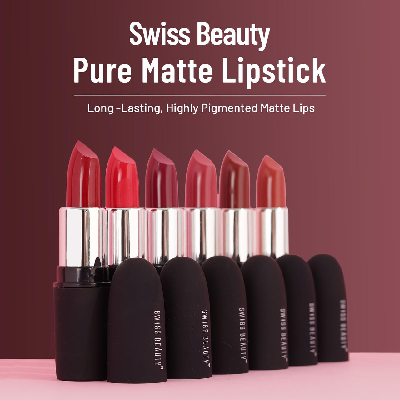Swiss Beauty Pure Matte Creamy Lipstick | Non-drying, Highly pigmented Lipstick | Shade- Bold Wine, 3.8gm|
