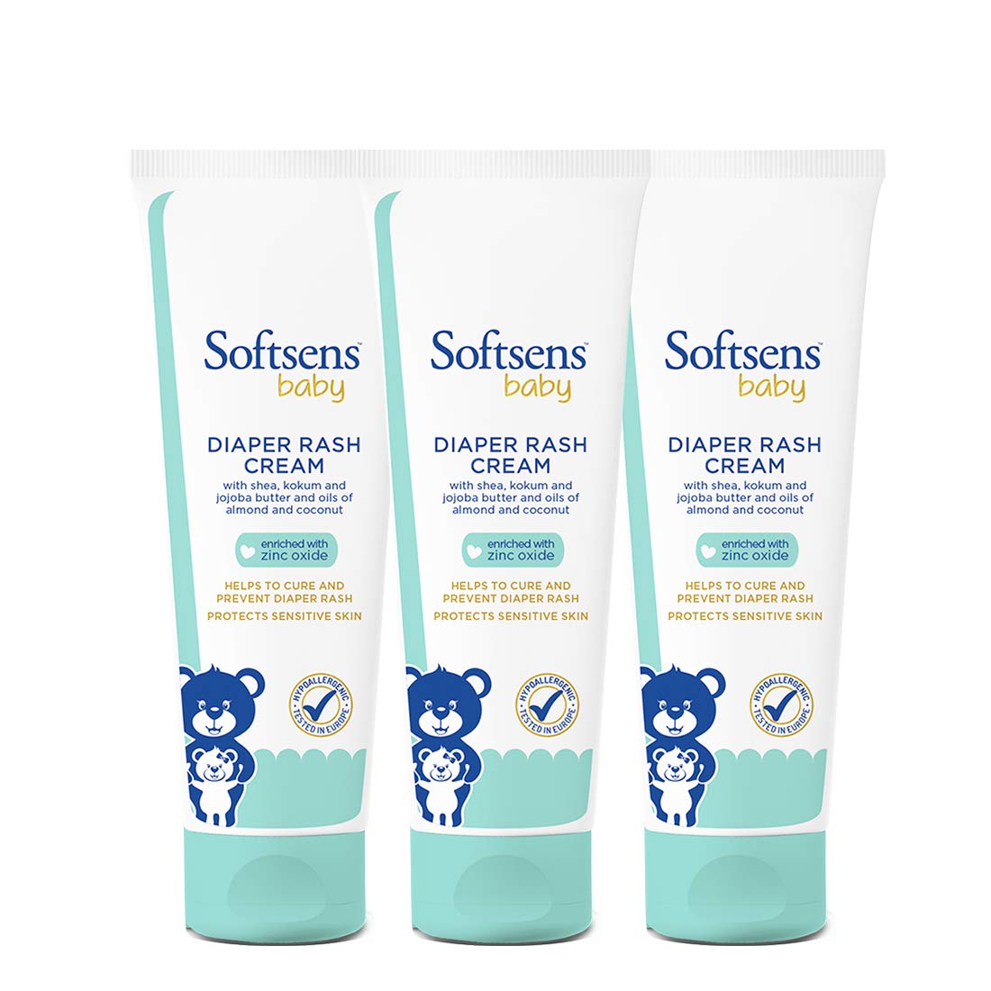 Softsens Baby Natural Diaper | Nappy Rash Cream, Enriched With Aloe Vera Juice and Shea Butter 50 g (Pack of 3)