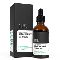 ThriveCo Cold-Pressed Jamaican Black Castor Oil for Hair, Skin, Eyebrows, Eyelashes & Nails | Promotes Scalp Health, Thicker Brows & Lashes | Prevents Hair Breakage | For Men & Women | 50 ml