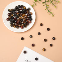 60pcs 6mm Natural Stone Beads Tricolor Tiger Eye Beads Energy Crystal Healing Power Gemstone for Jewelry Making, DIY Bracelet Necklace