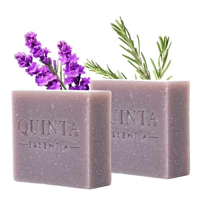 Quinta Essentia Organic, Cold Processed Bathing Soap with Rosemary and Lavender for Brightening, Nourishing Skin, Remove Dead Skin, Tanning - 100g (Pack of 2)