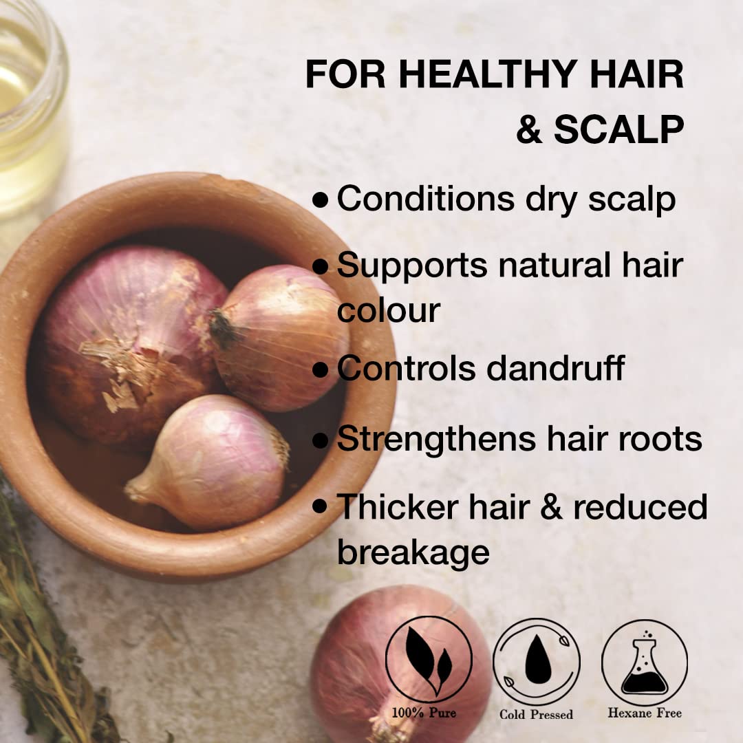 Soulflower Amla & Onion Hair Oil for Hair Growth & Hair Fall Control | 100% Pure & Natural with Castor, Peppermint, Argan Oil | Promotes Healthy Scalp & Stronger Hair for Men & Women | No Mineral Oil, 120ml