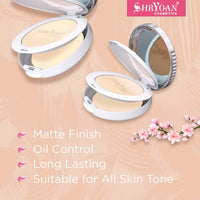 Shryoan 2 in 1 Oil Control Compact Powder| Hides Imperfections, Blends Effectively, Matte Finish With Soft & Silky texture and Pressed Powder for All Skin Types (23g) Shade 02