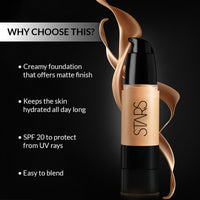 Stars Cosmetics Micro Foundation Liquid Matte Finish Professional Light Weight natural Dewy Finish HD Flawless skin hydrated Long Lasting Full Coverage Face Make Up For All Skin Types (Sienna 30ml)