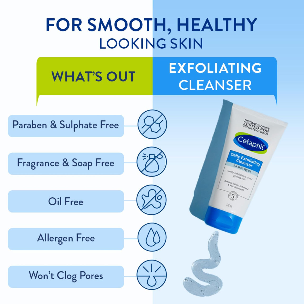 Cetaphil Daily Exfoliating Cleanser 178 ml for Normal, Dry & Oily Skin,Scrub For Glowing Skin, Non-irritating