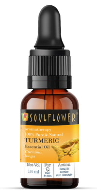 Soulflower Turmeric Essential Oil, 15ml | Skin Acne, Healthy Hair, Scalp, Aromatherapy | 100% Pure, Natural & Undiluted Premium Essential Oil
