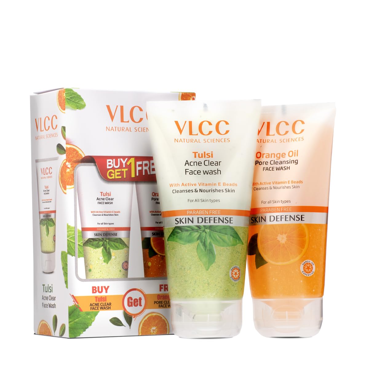 VLCC Tulsi Face Wash, 150ml with Free Orange Oil Face Wash, 150ml