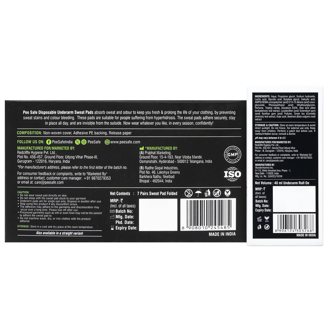 FURR Underarm Roll-On 40ml & Sweat Pads Folded 7 Pairs Combo – Long-Lasting Fresh Aqua Freshness and Protection, Odor Control, Comfortable Wear, Easy Application