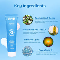 Arth Intimate Cream| Daily Soothing Moisturizer for Intimate area| Reduces Itchiness and Dryness, Maintains ideal pH of 3.5-4.5 in Intimate Area | Emcure Pharmaceuticals Ltd. | 30g
