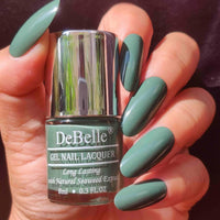 DeBelle Gel Creme Finish Nail Polish Green Olivia (Dark Olive Green) 8 Ml - Enriched With Natural Seaweed Extract, Cruelty Free, Toxic Free
