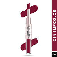 Seven Seas Lip Duo 2 In 1 Lipstick Matte Finish 2-in-1 Duo Liquid Lipstick with Matte Finish and Moisturizing Gloss (Rich Rosewood, 7ML)