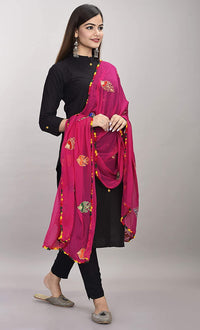 DIAMO Women's  Phulkari Chiffon Dupatta