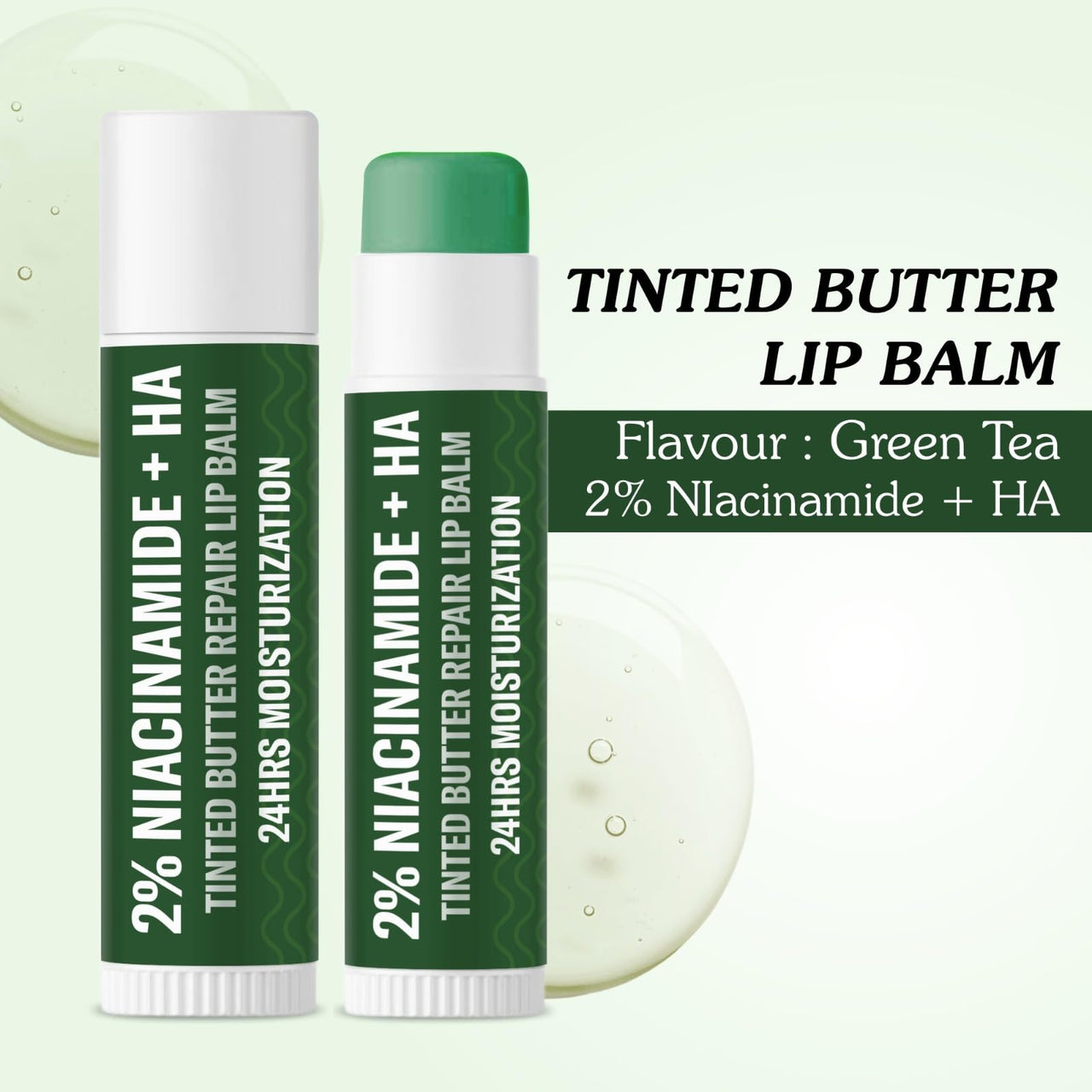 BAKE 2% Niacinamide + Hyaluronc Acid Tinted Butter Brightening Lip Balm 24 Hour Moisturization | For Dark, Pigmented, Dry, Flaky Lips | De-Tan Lip Balm - 5g