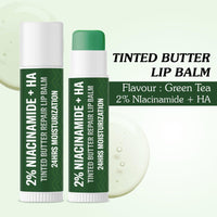 BAKE 2% Niacinamide + Hyaluronc Acid Tinted Butter Brightening Lip Balm 24 Hour Moisturization | For Dark, Pigmented, Dry, Flaky Lips | De-Tan Lip Balm - 5g